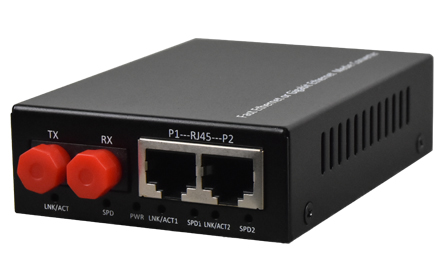 飞畅科技-大容量缓存 2路百兆以太网光纤收发器（外置电源）