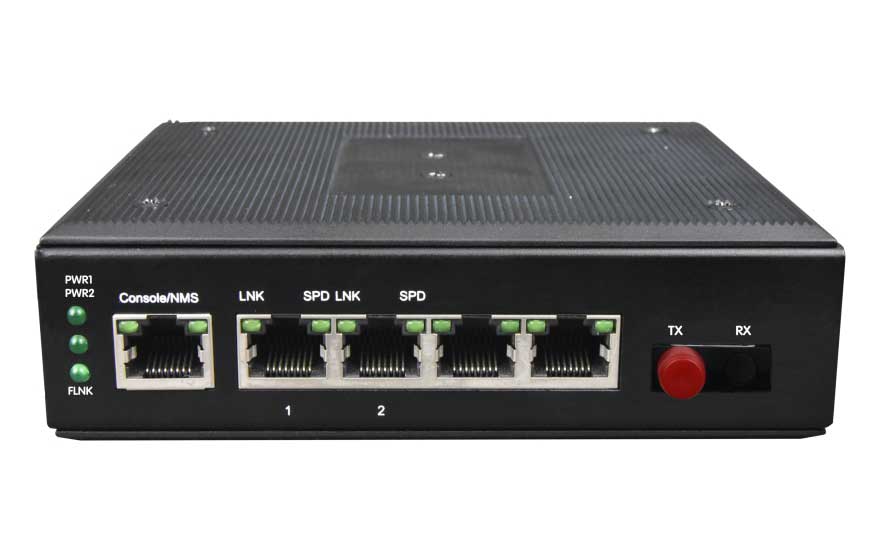 飞畅科技-网管型   工业级1光2电百兆光纤收发器