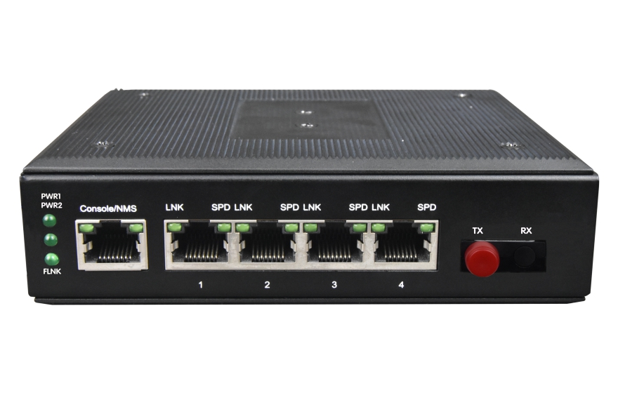 飞畅科技-非网管 工业级4路千兆以太网 光纤收发器