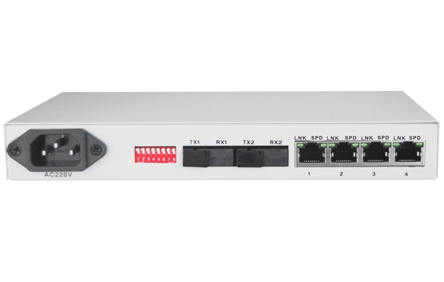 飞畅科技-2光4电口级联(节点)型百兆以太网光纤收发器