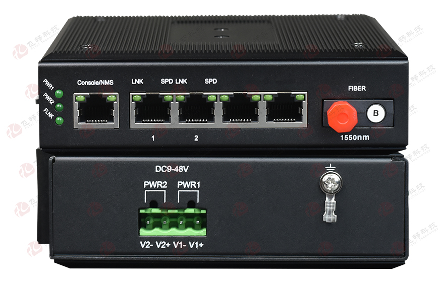 飞畅科技-非网管 工业级2路百兆 光纤收发器