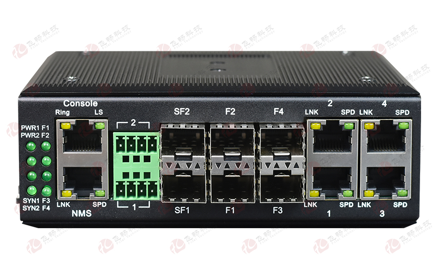 飞畅科技-非网管 工业轨式4百兆电+4路百兆光+1路千兆光 交换机
